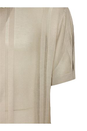 Beige silk and cotton blend polo shirt PAOLO PECORA | A033F2001420
